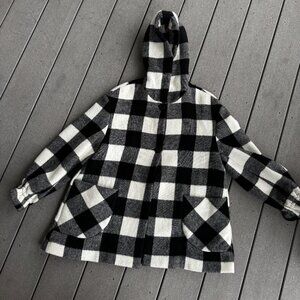 Monnalisa Black and White Plaid Coat